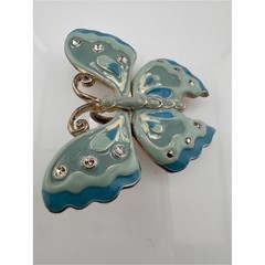 Y2K Blue Butterfly Brooch Cottagecore Fairycore Pin VNTG Pastel Blue Rhinestone