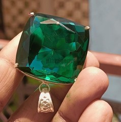 120 Ct Natural Vivid Green Colombian Emerald Cushion Certified Pendant