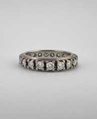 Vtg 18k White Gold 1.10ct Diamond Eternity Wedding Stackable Band Ring Sz 5.25