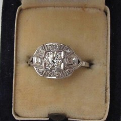 Art Deco Round Cut Lab Created Diamond Anniversary 14K White Gold Filled Ring