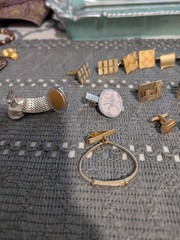 Swank Men’s Mixed Lot Cufflinks & Tie Bar Set. 13 pairs Metal Gold/Silver/Black
