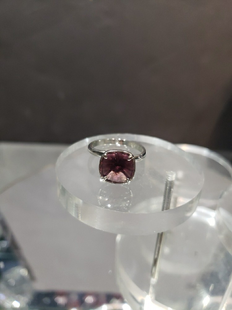 Adjustable size Ring vtg 1974 Sarah Coventry Amethyst rhinestone “deep purple”