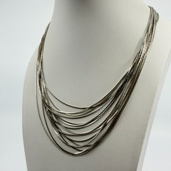 Silver Tone Multi-Strand Snake Chain Necklace – Boho Layered Statement