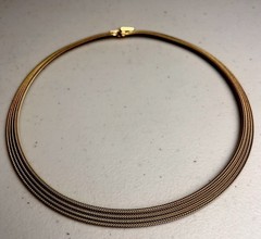 Monet Gold Tone Omega Choker Necklace 17″ Flat Mid Century Modern Vintage MCM