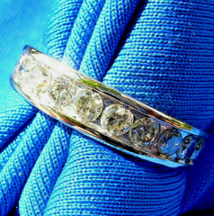 Original EARTH MINED DIAMOND Deco Wedding Band Anniversary Ring SOLID 14K GOLD 7