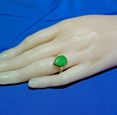 Original EARTH MINED JADEITE JADE Deco Engagement RING SOLID 14K GOLD Solitaire