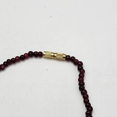 Vintage Genuine Almandine Garnet Small Bead Strand Choker Necklace Barrell Clasp