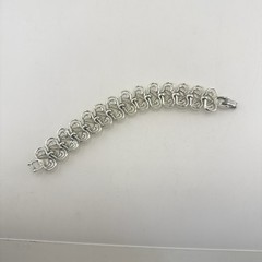 Vintage Coro Bracelet Silver Tone Scroll Open Work Link 1950s MCM Botanical