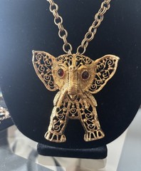 D&E Juliana Vintage Articulated Filigree Elephant Necklace ( Book Piece )