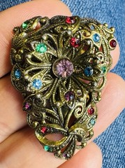 Vintage Art Deco NE New England Glass Works Rhinestone Dress Clip