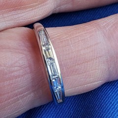 Original EARTH MINED DIAMOND slim Wedding BAND Antique PLATINUM Stacking RING