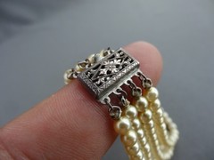 VINTAGE MARVELLA ART DECO STERLING 4 STRAND PEARL STRUNG TENNIS BRACELET