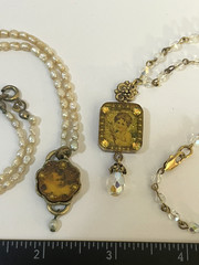 Maximal Art Necklace LOT Signed Estate Jewelry 2 Pieces Victorian Style Dangles
