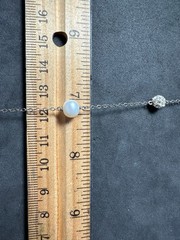 3.25g Vintage Sterling Silver 925 Pearl Station Necklace Beaded Chain CZ 17.7 in