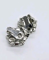 Crystal Flower Earring Silver Tone Clip on 3D Dome 1 in #N