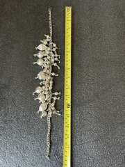 Vintage Silver-Tone Beaded Charm Necklace with Dangling Ornaments – 17”