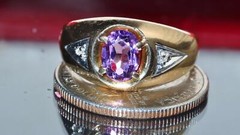 10k yellow gold ring 1.12ct amethyst diamond size 9.25 handmade 3.85gr N3112D