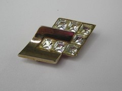 Vintage Crown Trifari Fur Clip Brooch Rhinestones Gold Tone Art Deco 1930s-40s