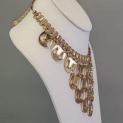 Vintage Waterfall Necklace Gold Tone Book Chain 15.5″