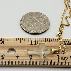 Vintage Gold Tone Chain Clear Glass Cross Necklace 18 Inch Spring Ring Clasp