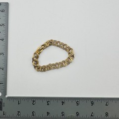 Vintage Signed Monet Gold Tone Double Link Chain Bracelet Fold Over Clasp 7.5 In