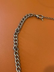 Vintage VCLM Silver Tone Metal Necklace w/ Clear Crystals / Glass