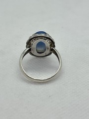 Vintage Clark & Coombs Sterling Silver Blue Lace Agate Statement Ring Size 6.5