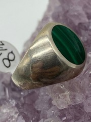 Vintage Sterling Silver Malachite Ring Size 8.5