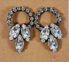 Vintage Style Rhinestone Loop Earrings Marquise Cut Clear Crystals Elegant…