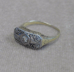 Antique 14K Yellow Gold and Platinum 5-Stone Diamond Ring Sz. 6.25 * JJ399
