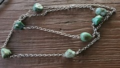 Art Nouveau Long Turquoise Sterling Guard Chain Necklace