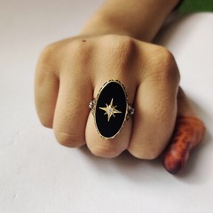 antique 925 silver vintage Victorian art deco handmade black onyx ring best gift