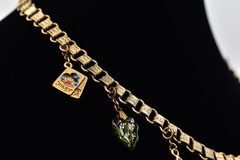 Glass Works Studios Anna Koplik Charm Necklace Collar Casino Cards Signed BinBN