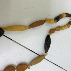 Roxsann Necklace Beaded Brown Beige Ethnic Boho Tribal Chunky Vintage 80s