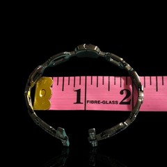 Black Enamel Rhinestone Goth Rock Punk Clamper Bracelet 7.5in