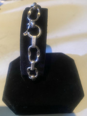 Vintage Modernist 950 Fine Silver Oval Link Bracelet 7.5″ Hand Hammered 10.8g