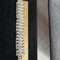 Vintage CORO Silver-Tone Metal Wide Bracelet 7 inch with safety chain