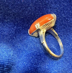 VINTAGE BANDED AGATE RING SIZE 4.25 SILVER