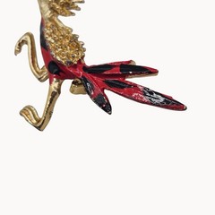 VTG Brooch Roadrunner Bird Enamel Painted Gold Tone Retro Fun Whimsy Cartoon Pin