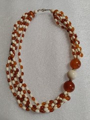 VTG Avon Cosmopolitan Collection Necklace W/ Matching Earrings 6 Strand Honey…