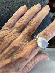 Ring. Sz 7.75. Big Opalite Stone In Silver Plate. Vintage