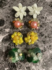 Vintage Beaded Crafting Clip On Earrings Parts Repair Jewelry BB-20