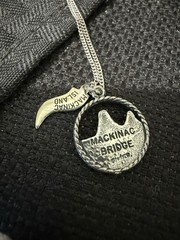 VINTAGE STERLING SILVER MACINAC BRIDGE/ISLAND CHARMS NECKLACE 17.75”