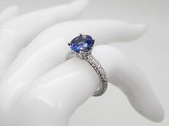 Estate $6000 3ct Natural Tanzanite VS G Diamond 18k White Gold Ring Band