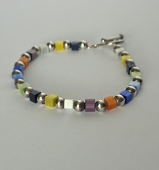 Rare Silpada B0641 Sterling Silver Moonglow Glass Bead Bracelet Retired Vintage