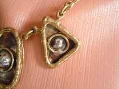 Brass Collar Necklace 3 Pendants 63.0 G/Length: 39 – 43.5 Cm