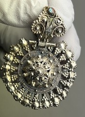 ANTIQUE ARMENIAN BYZANTINE REVIVAL OTTOMAN SAPHIRET COIN SILVER JEWELED EARRINGS
