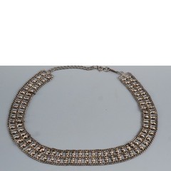 Vtg Ethnic 925 Sterling Sterling Mesh Collar Wide Chain Choker Necklace 22.2g