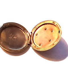 Antique Vtg RBM Bee Atrice Beatrice Gold Filled GF Locket Charm Floral 24mm wide
