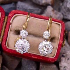 3.25Ct Lab Created Diamond Vintage Style Drop Earring 14K Two Tone Gold Finish